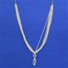 American Diamond Pearl Mala With Rhodium Plating