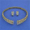 American Diamond Hasli Necklace with Rhodium Plating 2 Tone Plating Mehndi Plating