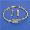 American Diamond Hasli Necklace with Rhodium Plating 2 Tone Plating Mehndi Plating