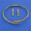 American Diamond Hasli Necklace with Rhodium Plating 2 Tone Plating Mehndi Plating