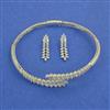 American Diamond Hasli Necklace with Rhodium Plating 2 Tone Plating Mehndi Plating