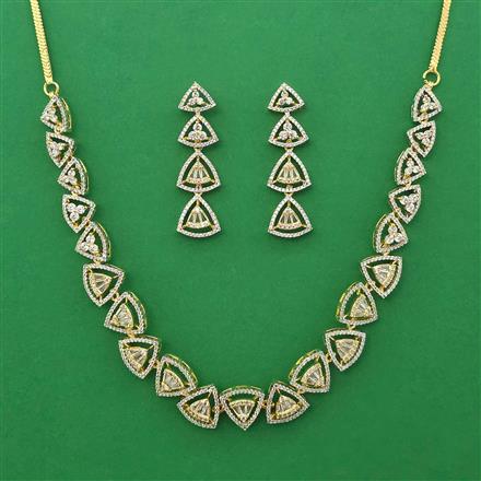 American Diamond Classic Necklace with Rhodium Plating 2 Tone Plating Mehndi Plating Carat Plating