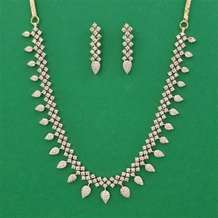 American Diamond Delicate Necklace with Rhodium Plating 2 Tone Plating Mehndi Plating Carat Plating