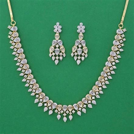 American Diamond Classic Necklace with Rhodium Plating 2 Tone Plating Mehndi Plating Carat Plating