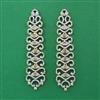 American Diamond Long Earring with Rhodium Plating 2 Tone Plating Mehndi Plating
