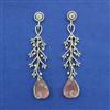 American Diamond Long Earring with Rhodium Plating