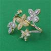 American Diamond Adjustable Ring with Rhodium Plating 2 Tone Plating