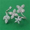 American Diamond Adjustable Ring with Rhodium Plating 2 Tone Plating