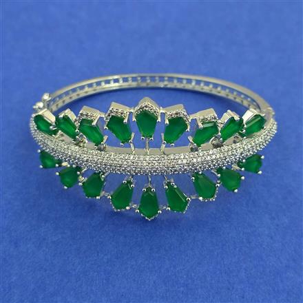 American Diamond Broad Kada with Rhodium Plating