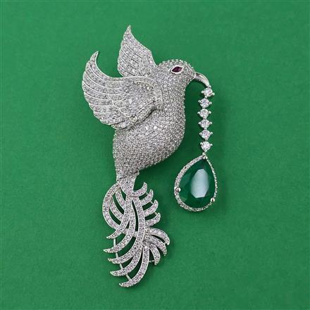 American Diamond Birds Brooch with Rhodium Plating