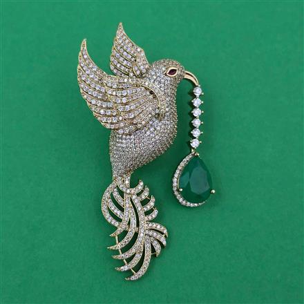 American Diamond Birds Brooch with Mehndi Plating