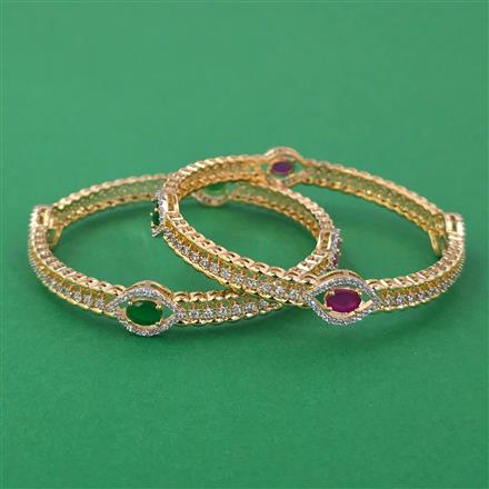 American Diamond Classic Bangles with 2 Tone Plating
