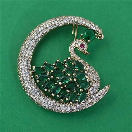American Diamond Birds Brooch with Mehndi Plating