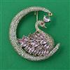 American Diamond Birds Brooch with Mehndi Plating