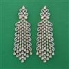 American Diamond Long Earring with Rhodium Plating 2 Tone Plating Mehndi Plating