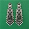 American Diamond Long Earring with Rhodium Plating 2 Tone Plating Mehndi Plating
