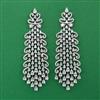 American Diamond Long Earring with Rhodium Plating 2 Tone Plating Mehndi Plating