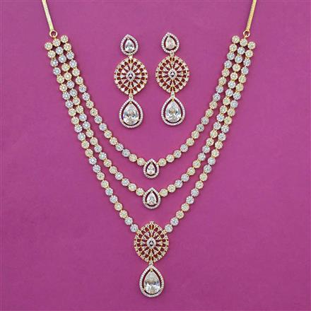 American Diamond Layered Necklace with 2 Tone Plating