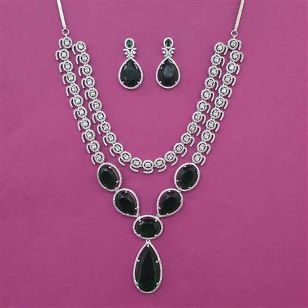 American Diamond Classic Necklace with Rhodium Plating
