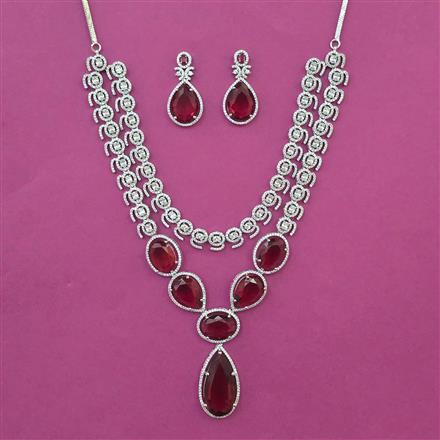 American Diamond Classic Necklace with Rhodium Plating