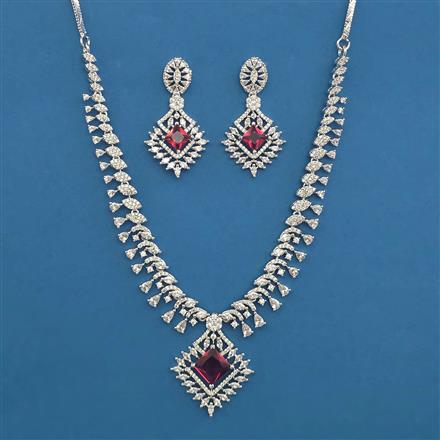 American Diamond Classic Necklace with Rhodium Plating