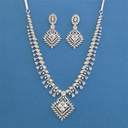 American Diamond Classic Necklace with Rhodium Plating