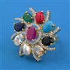 American Diamond Adjustable Ring with 2 Tone Plating