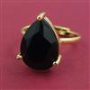 American Diamond Adjustable Ring with Gold Plating