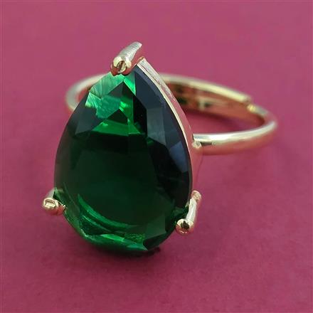 American Diamond Adjustable Ring with Gold Plating