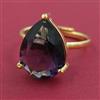 American Diamond Adjustable Ring with Gold Plating