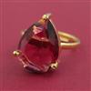 American Diamond Adjustable Ring with Gold Plating