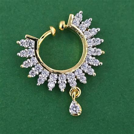 American Diamond Pressing Nose Ring with Rhodium Plating 2 Tone Plating