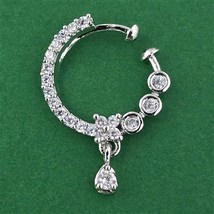 American Diamond Pressing Nose Ring with Rhodium Plating 2 Tone Plating