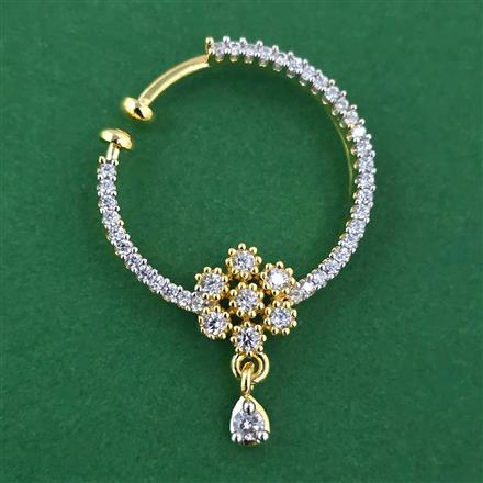 American Diamond Pressing Nose Ring with Rhodium Plating 2 Tone Plating