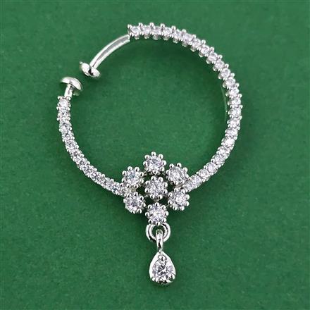 American Diamond Pressing Nose Ring with Rhodium Plating 2 Tone Plating