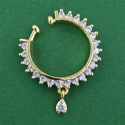 American Diamond Pressing Nose Ring with Rhodium Plating 2 Tone Plating