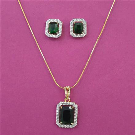 American Diamond Classic Pendant Set with 2 Tone Plating