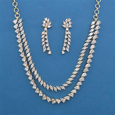 American Diamond Layered Necklace with 2 Tone Plating