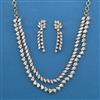 American Diamond Layered Necklace with Rhodium Plating Mehndi Plating