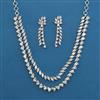 American Diamond Layered Necklace with Rhodium Plating Mehndi Plating