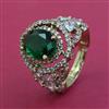 American Diamond Adjustable Ring with Mehndi Plating