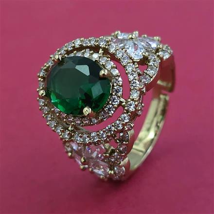 American Diamond Adjustable Ring with Mehndi Plating