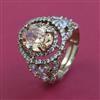 American Diamond Adjustable Ring with Mehndi Plating