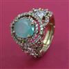 American Diamond Adjustable Ring with Mehndi Plating