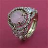 American Diamond Adjustable Ring with Mehndi Plating