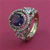 American Diamond Adjustable Ring with Mehndi Plating