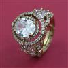 American Diamond Adjustable Ring with Mehndi Plating