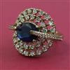 American Diamond Adjustable Ring with Mehndi Plating