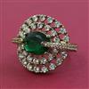 American Diamond Adjustable Ring with Mehndi Plating