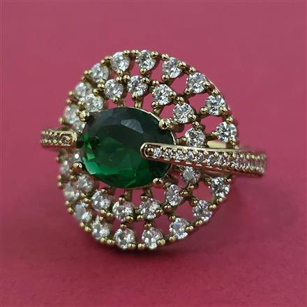American Diamond Adjustable Ring with Mehndi Plating